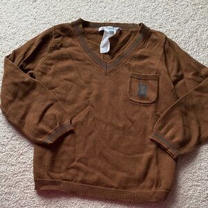 Bonpoint Brown Sweater with Pocket 'B' Accent
